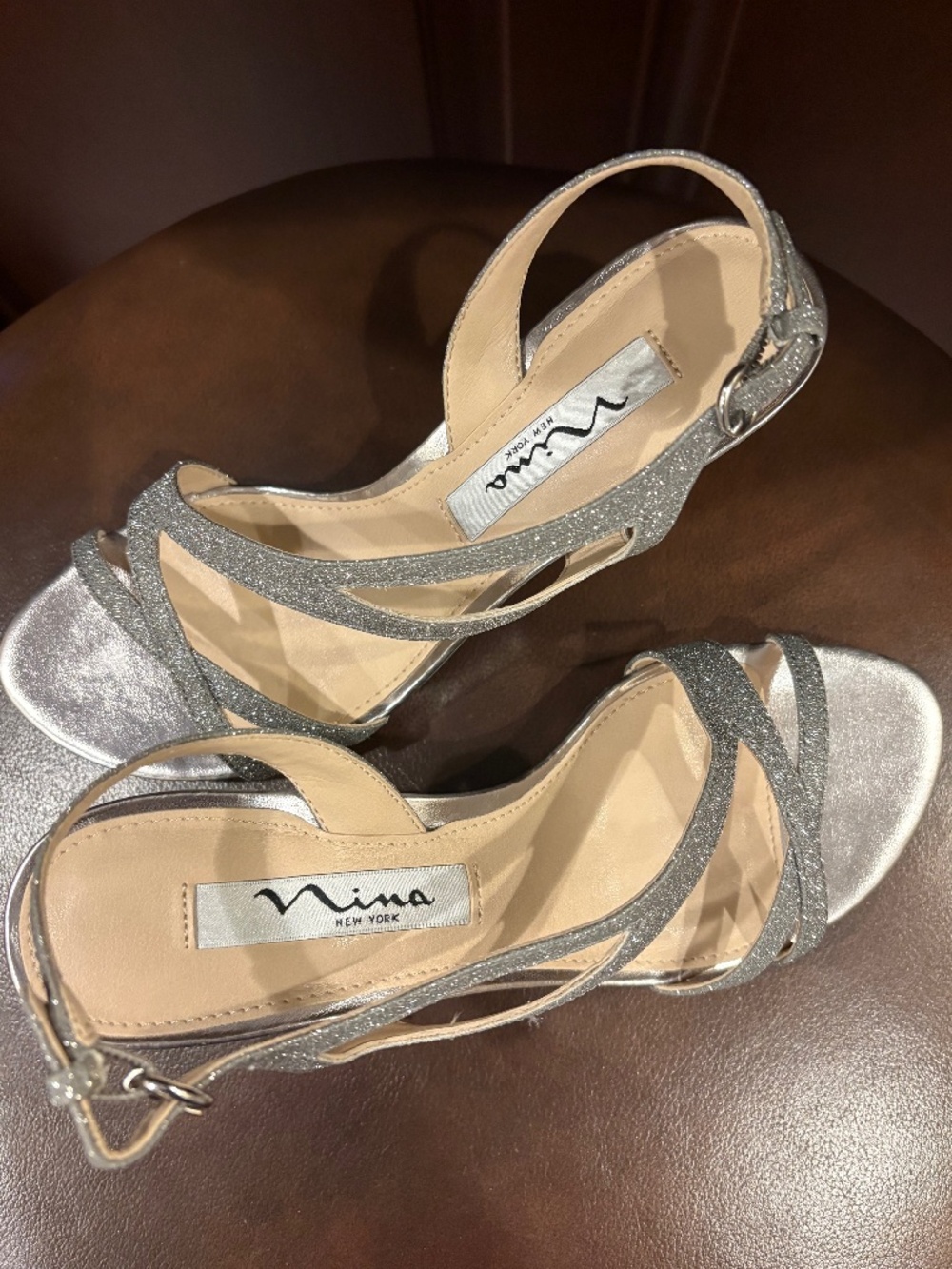 Nina size 5.5 Siver Heels